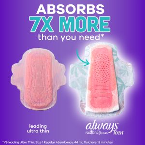 Always Radiant Teen Pads, Overnight, Unscented